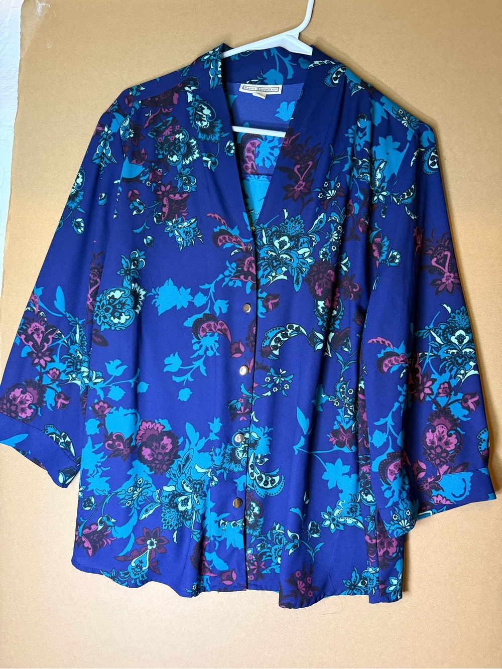 Dana Buchman Blue Floral Button-Front Women’s Blouse